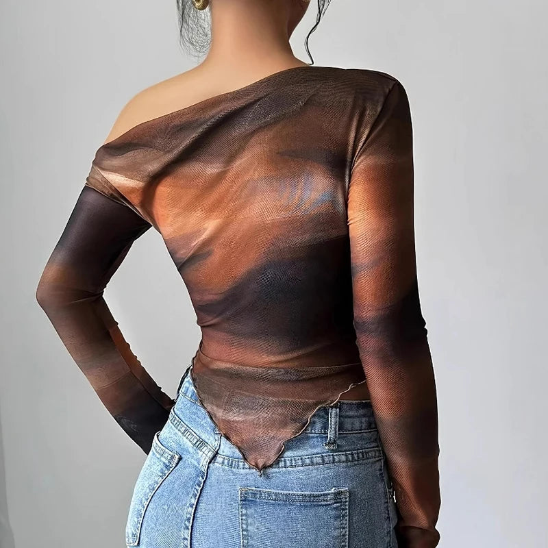 Slash Neck Printed T-Shirt