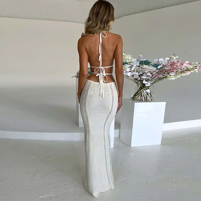 Sleeveless Backless Wrapped Hip Beach Dress
