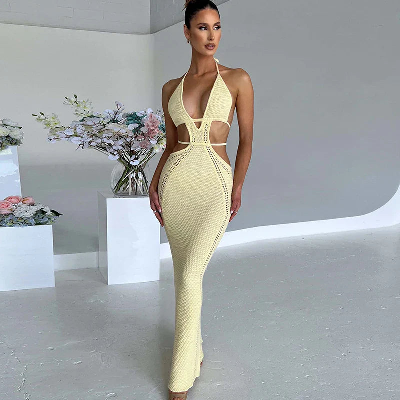 Sleeveless Backless Wrapped Hip Beach Dress