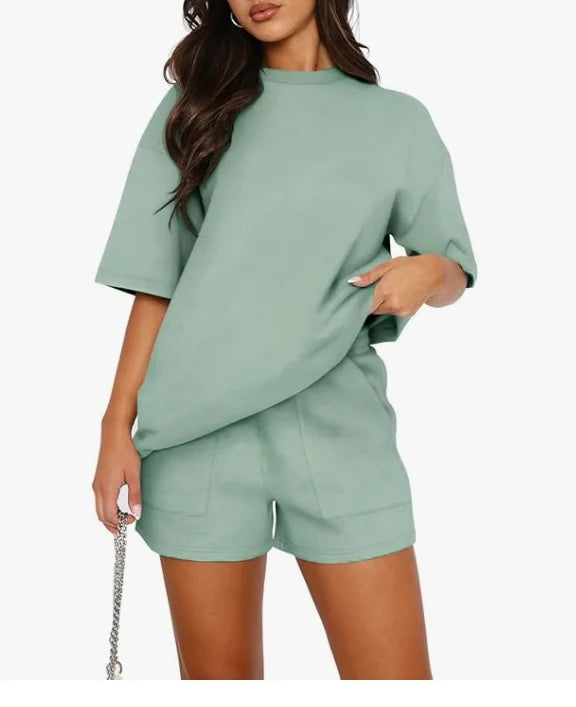 Casual Short Sleeve Two Piece Set