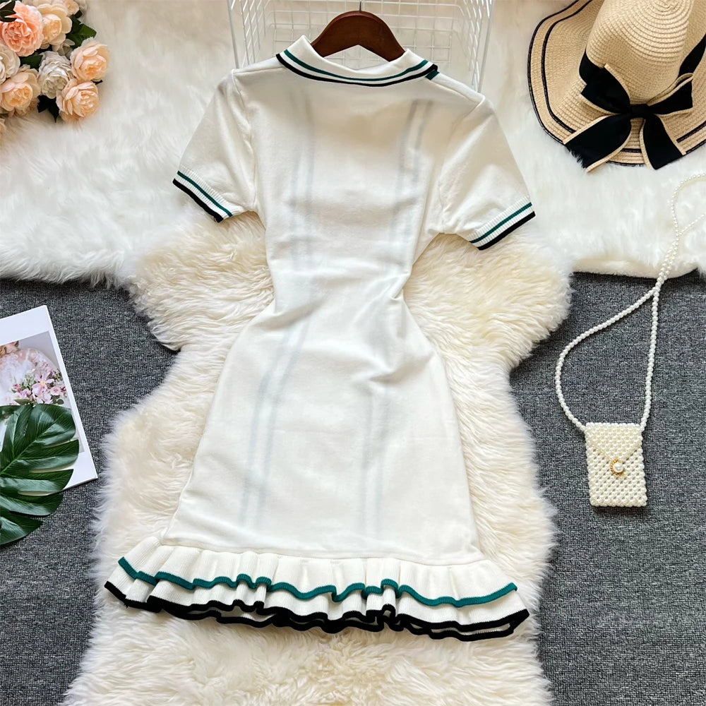 Knitted Mini Ruffled Dress
