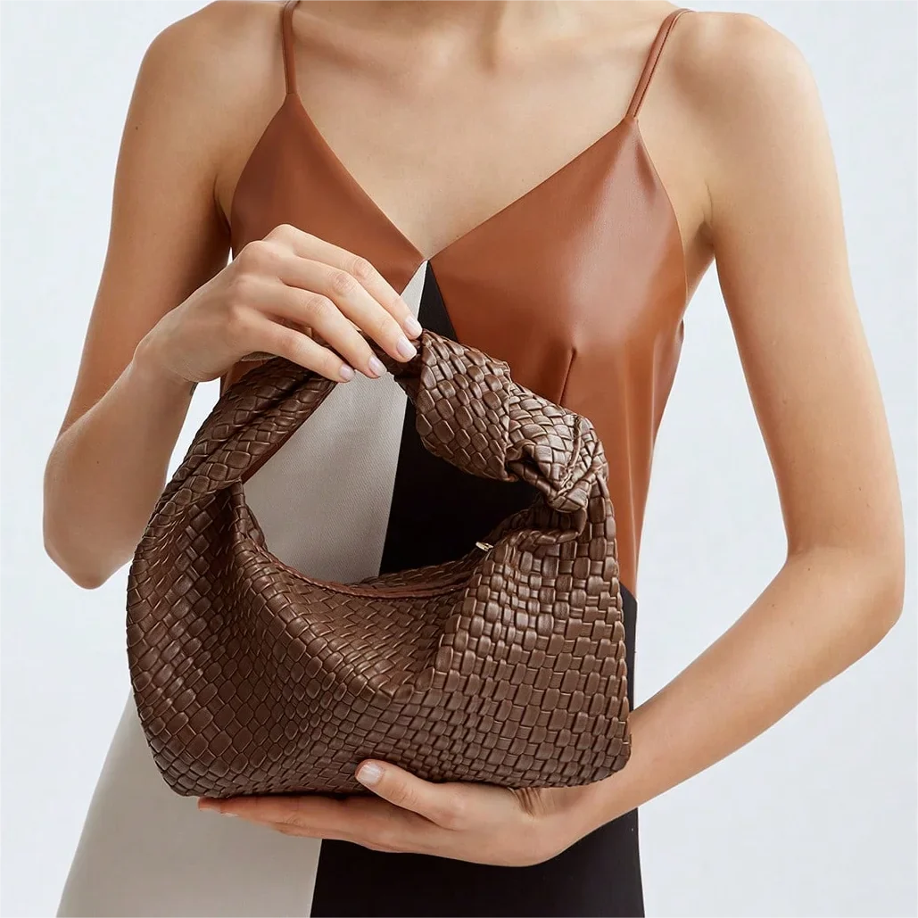 Brown Woven Knot Handbag