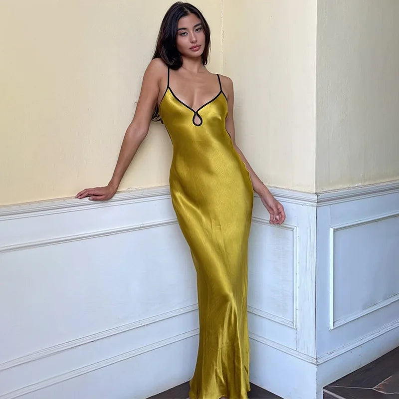 Sleeveless Backless Lace Up Maxi Dress