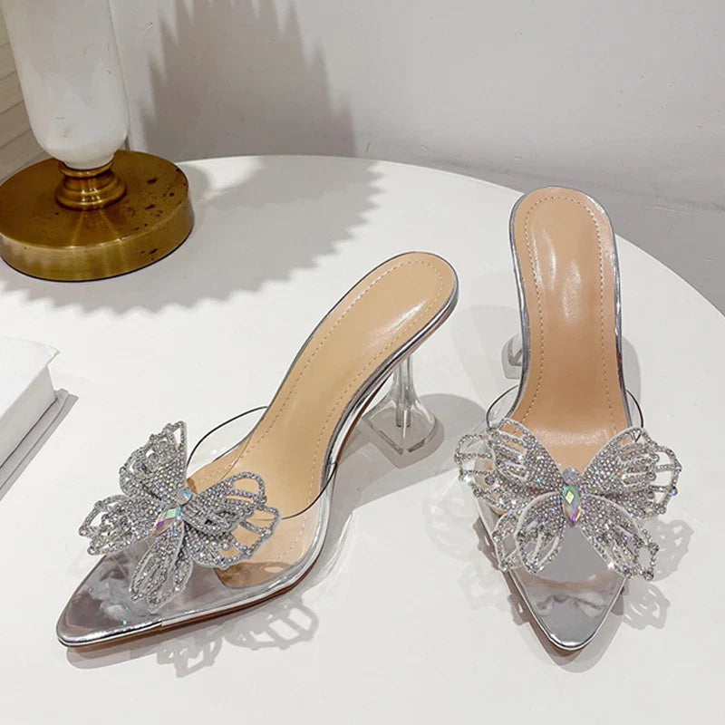 Butterfly Crystal Pointed Toe Heels