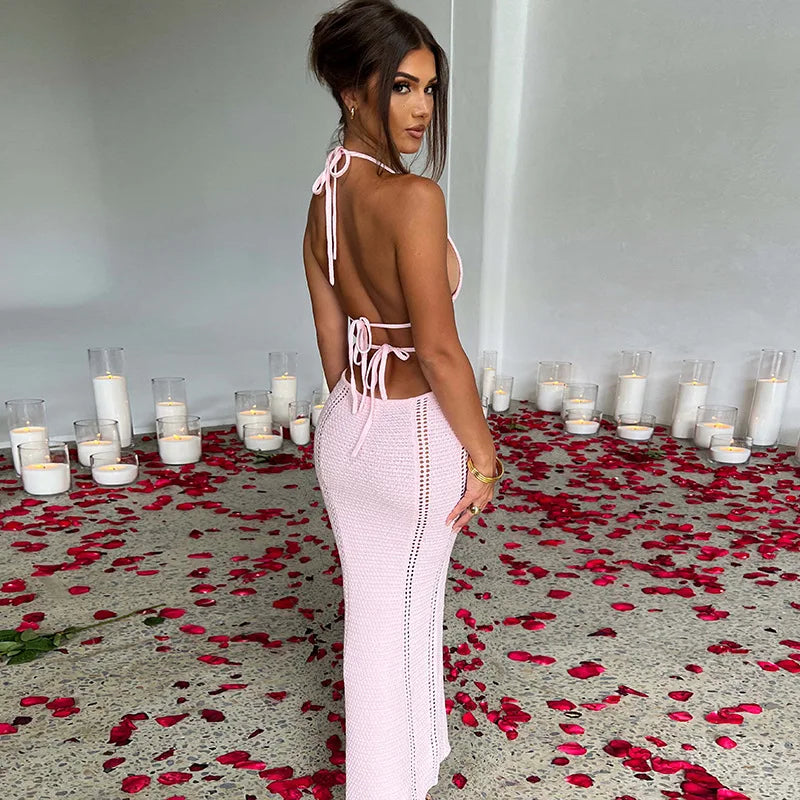 Sleeveless Backless Wrapped Hip Beach Dress