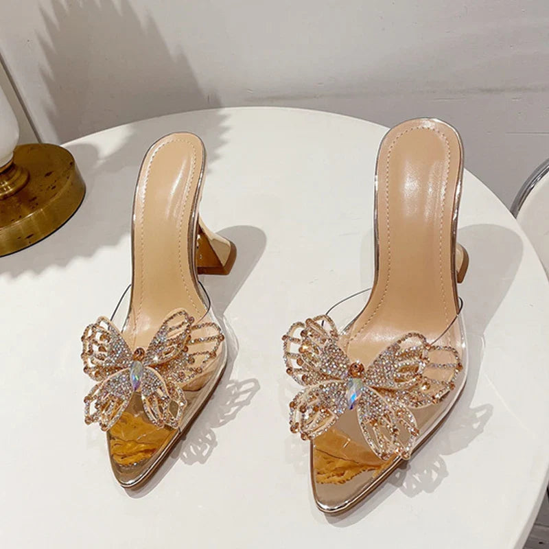 Butterfly Crystal Pointed Toe Heels