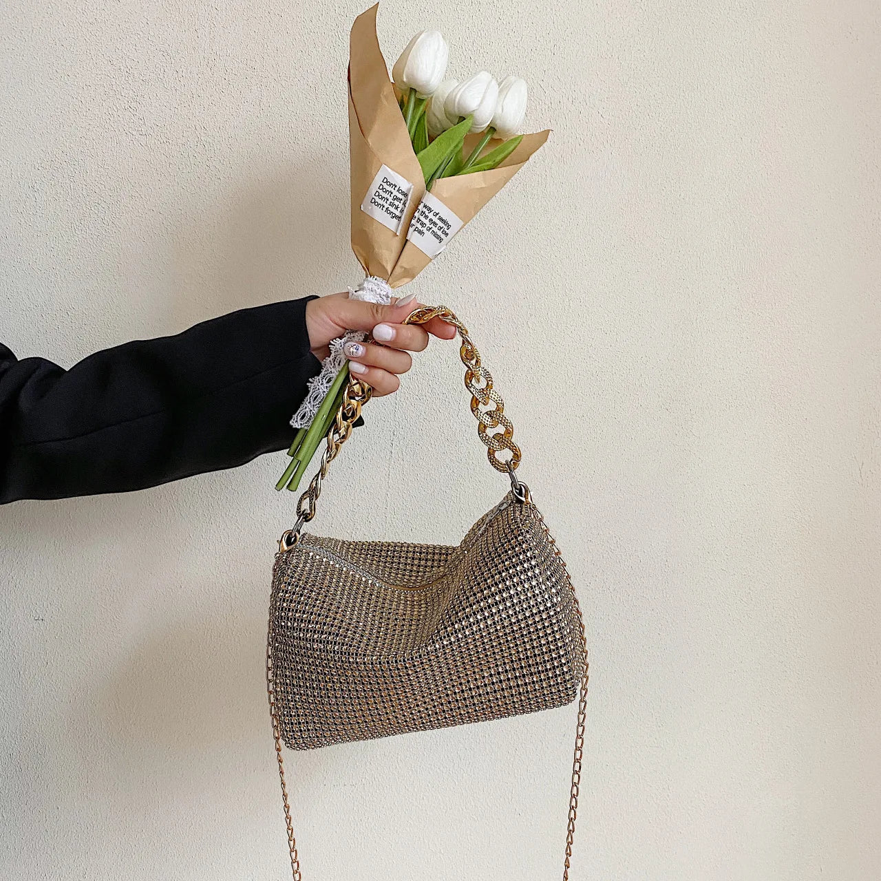 Diamond Detail Chain Handbag