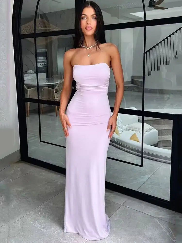 Backless Lace-up Bodycon Maxi Dress