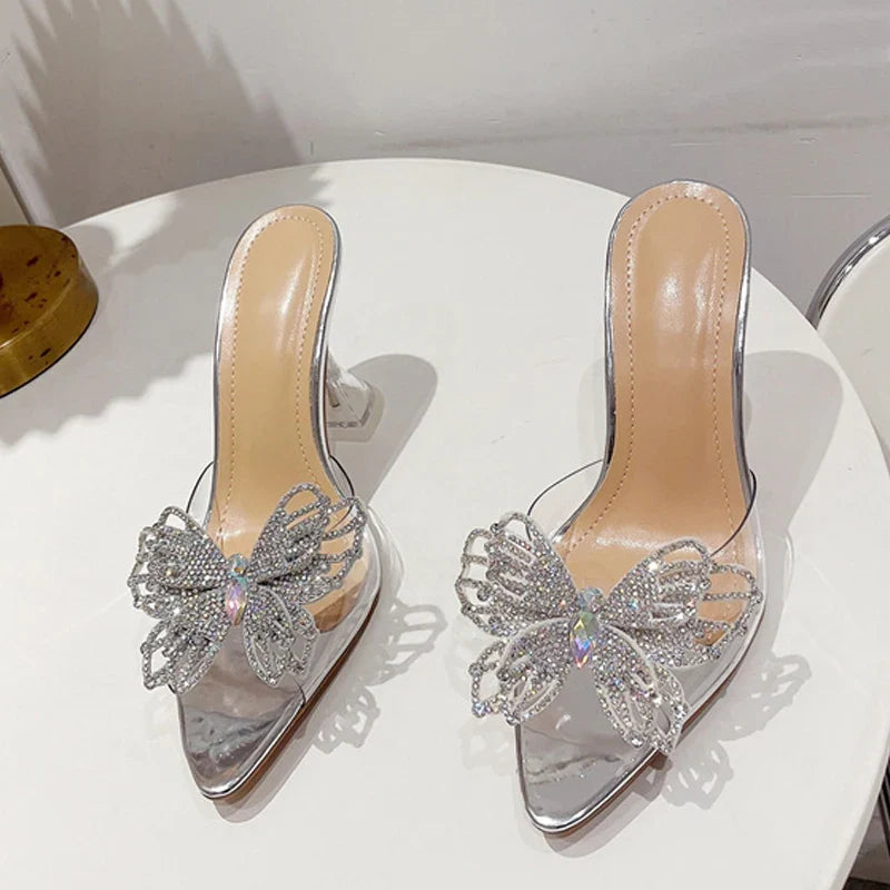 Butterfly Crystal Pointed Toe Heels