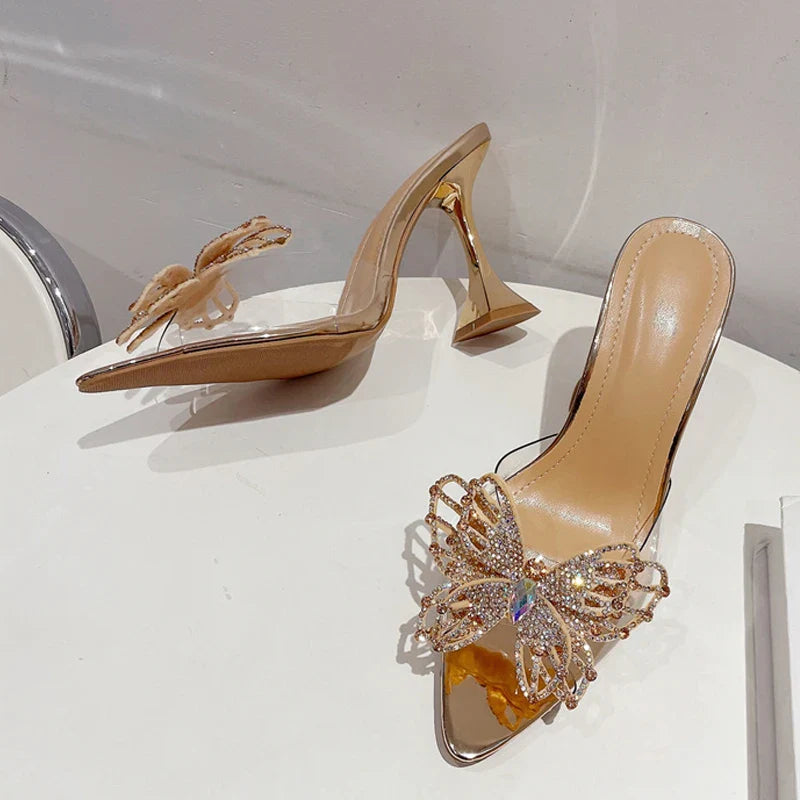 Butterfly Crystal Pointed Toe Heels