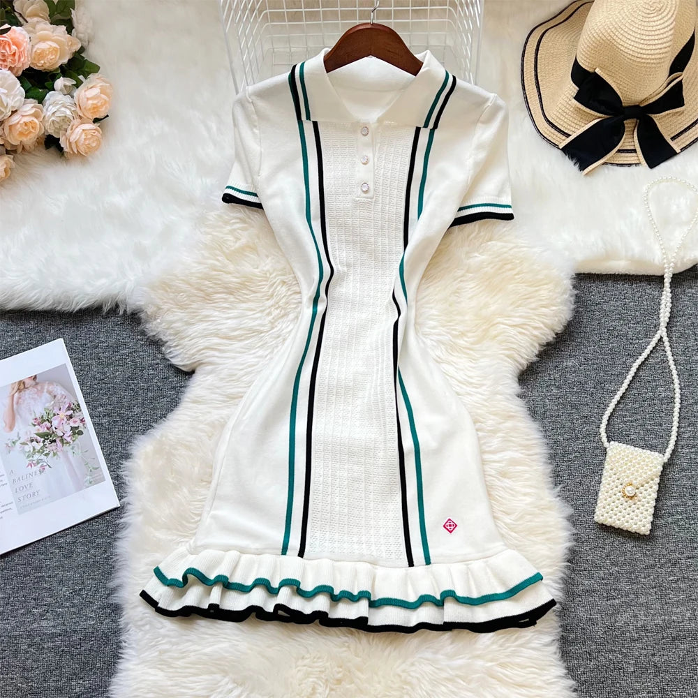 Knitted Mini Ruffled Dress