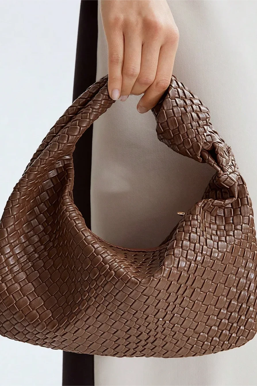 Brown Woven Knot Handbag