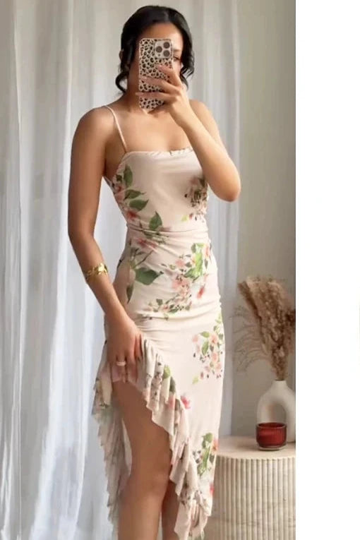 Elegant Slip Backless Midi Dress
