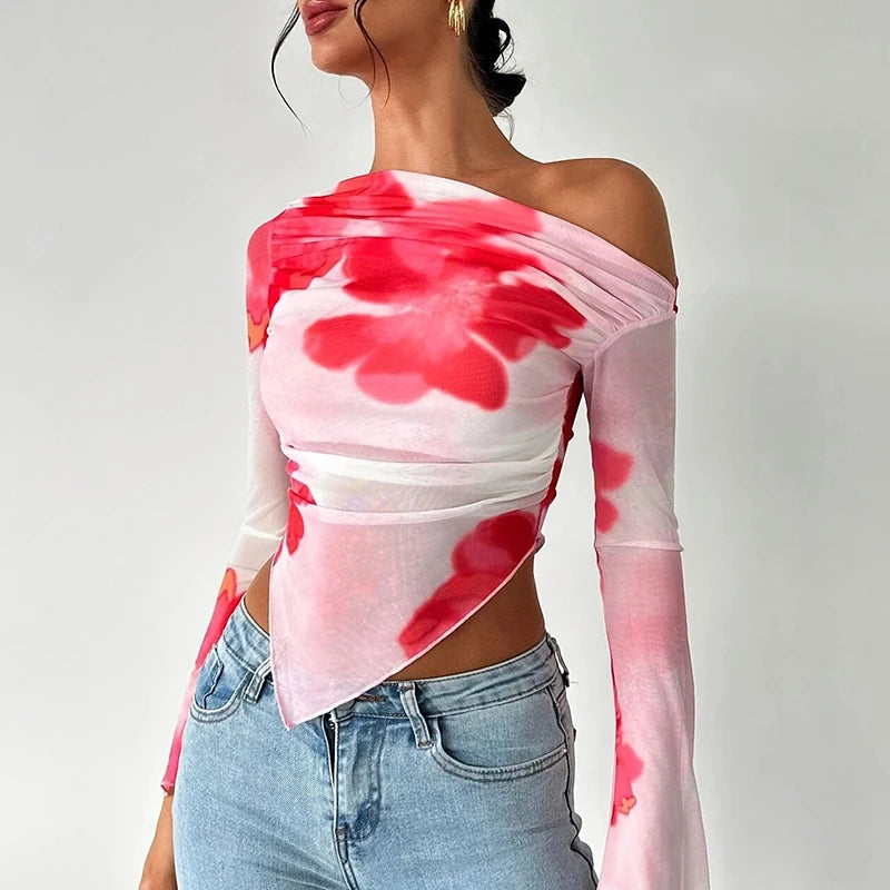 Slash Neck Printed T-Shirt