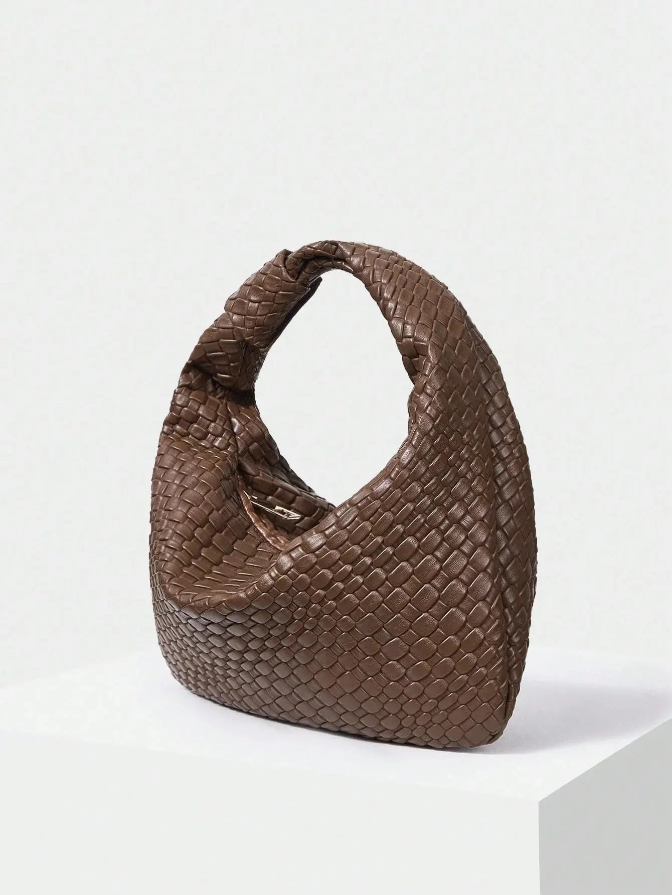 Brown Woven Knot Handbag