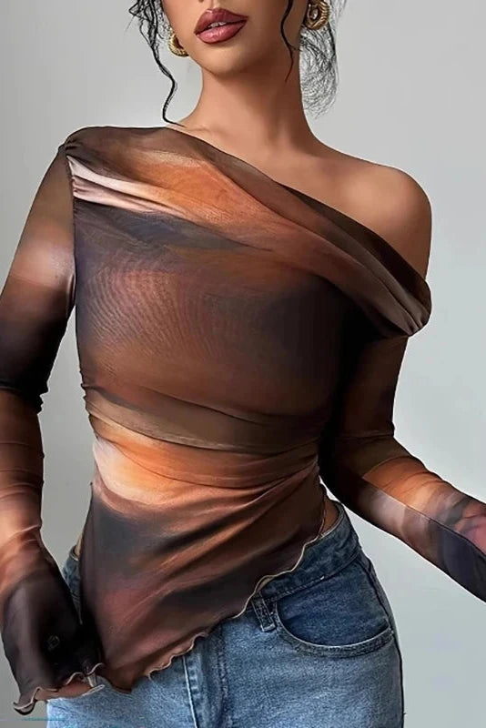 Slash Neck Printed T-Shirt