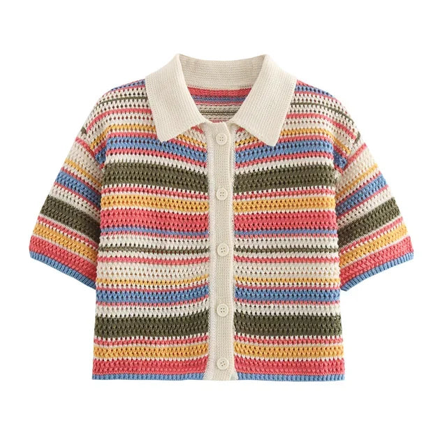 Stripe Printed Short Sleeve Set
