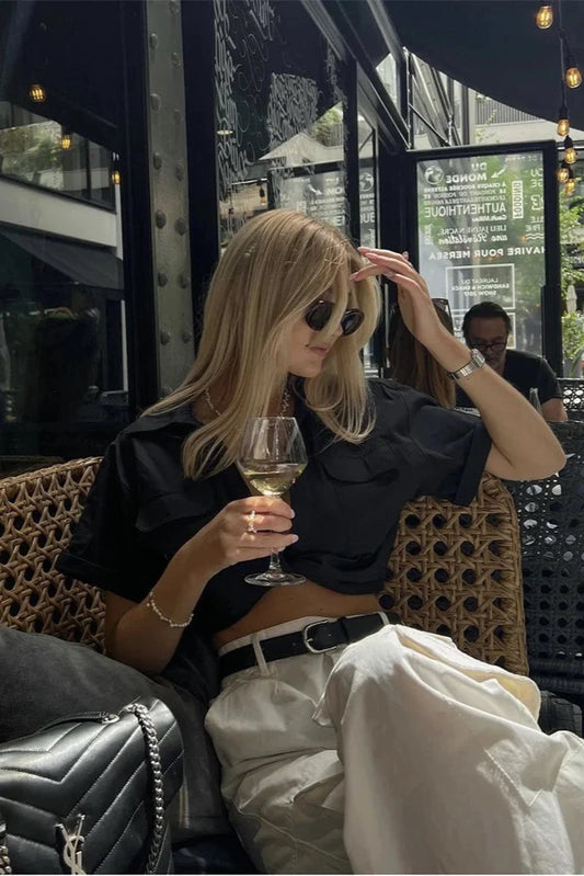 Asymmetrical Knot Short Sleeved Shirt