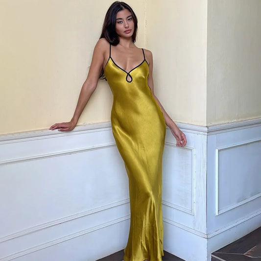 Sleeveless Backless Lace Up Maxi Dress