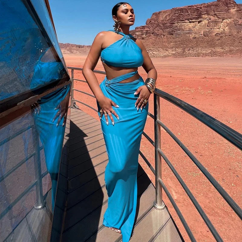 sleeveless backless bodycon maxi dress