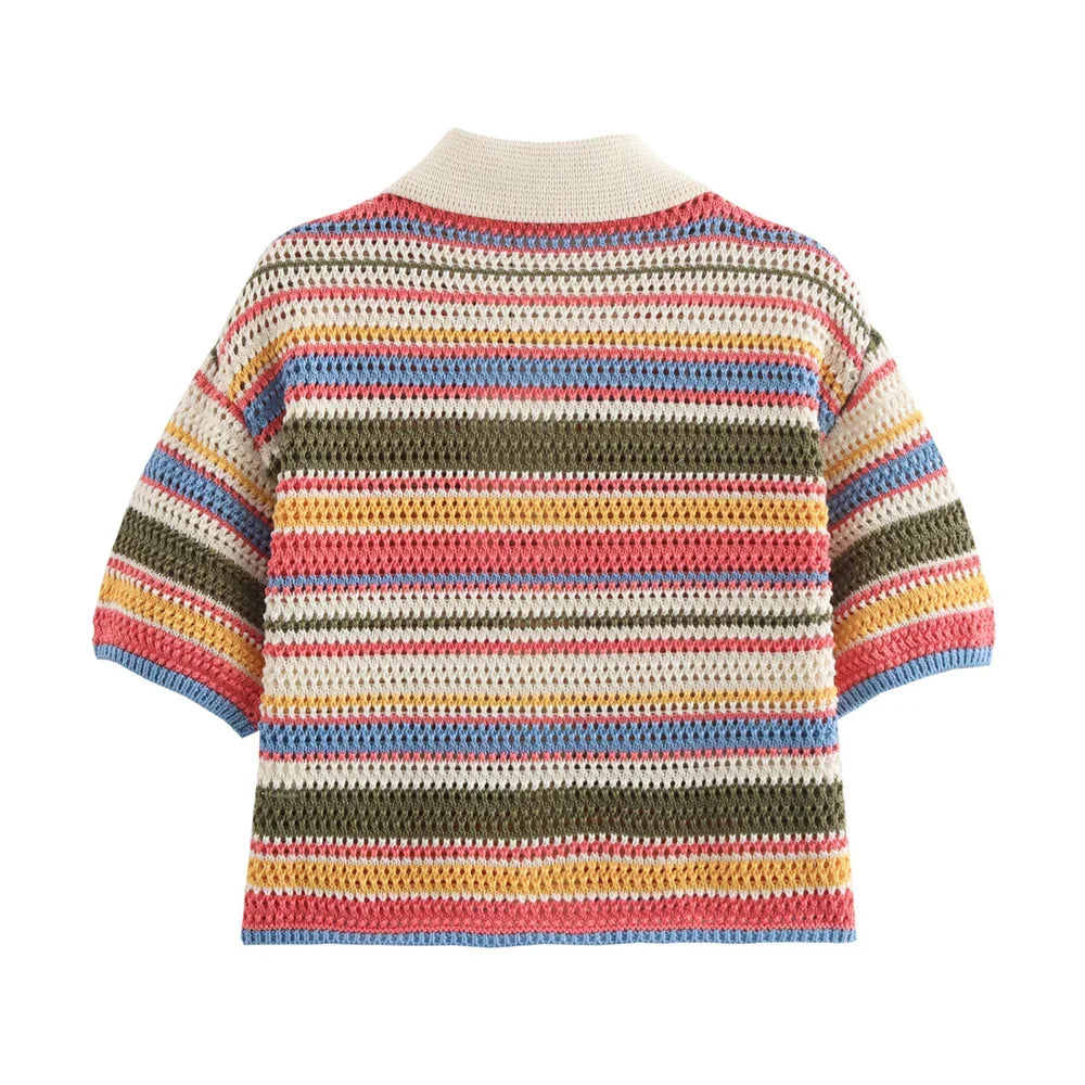 Stripe Printed Short Sleeve Set