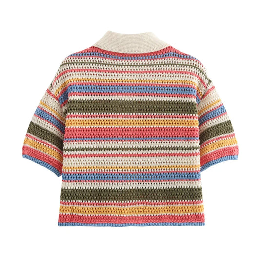Stripe Printed Short Sleeve Set