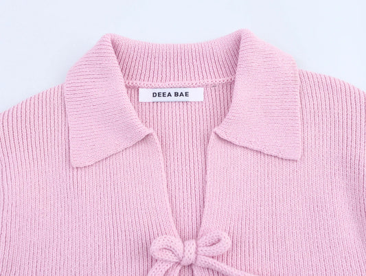 Korean Style Knitted Short Sleeved Top