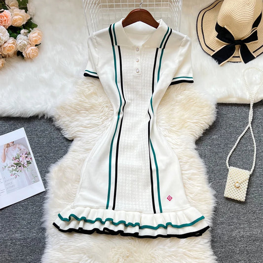Knitted Mini Ruffled Dress