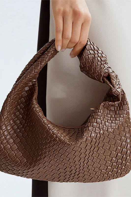 Brown Woven Knot Handbag