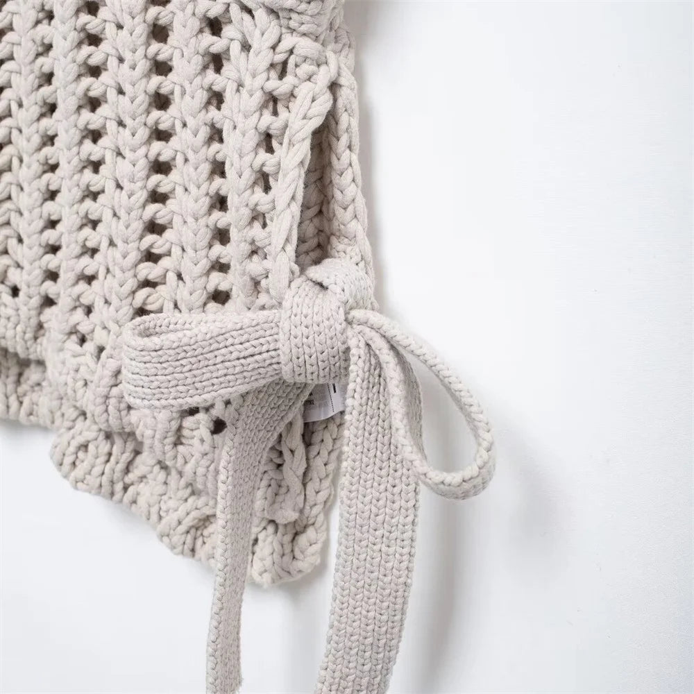 Hollow Out Knit Pullover Sweater Top